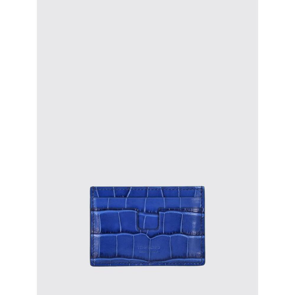 Tom Ford Men Tom Ford Crocodile-Effect Calfskin Flat Card Holder